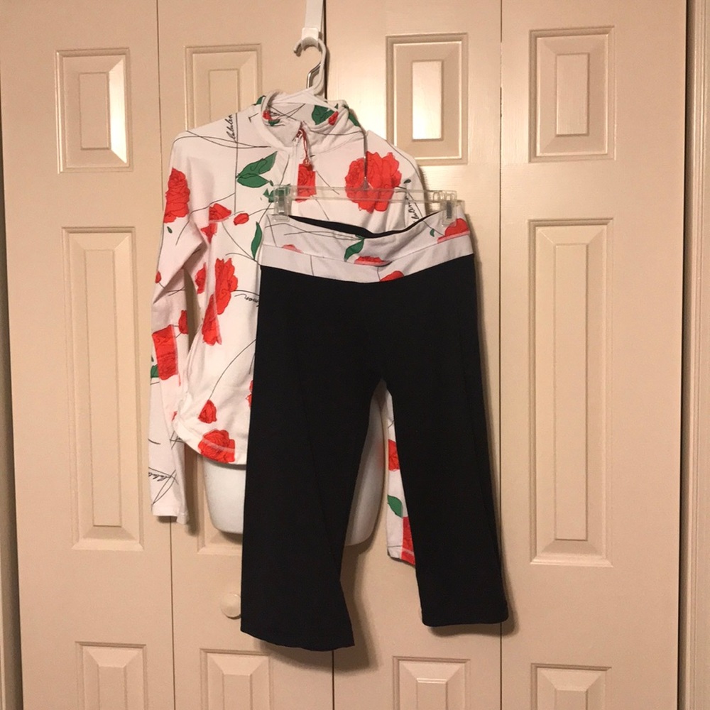 lululemon athletica Floral White and Red Sweatshirt